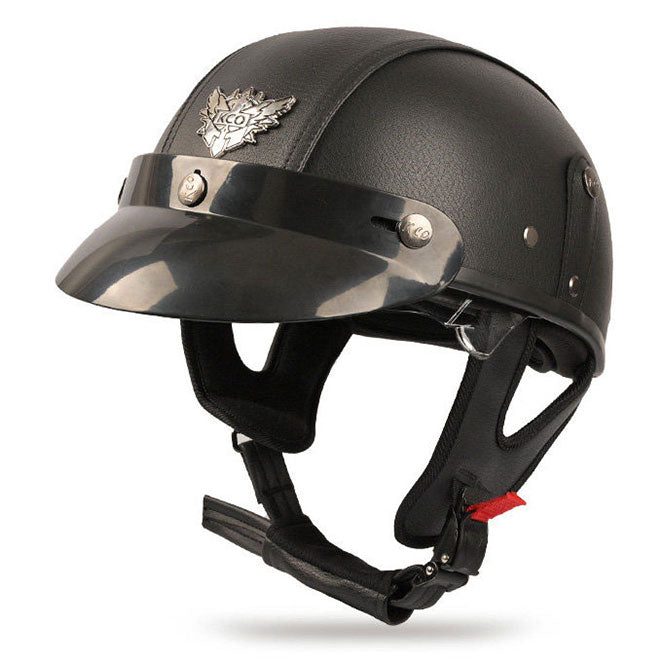 Retro cruiser motorcycle helmet with concealed inner visor-H45