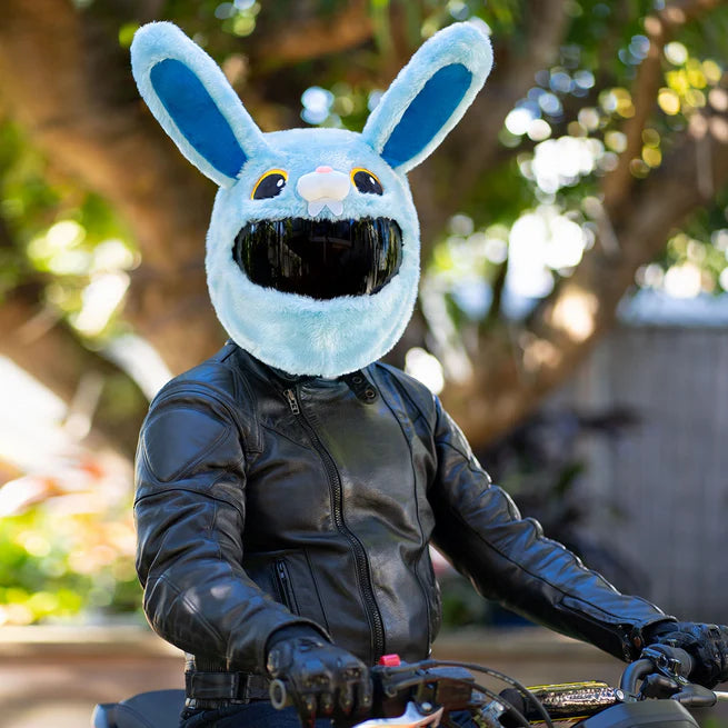 Motorcycle Helmet Cover - Blue Bunny