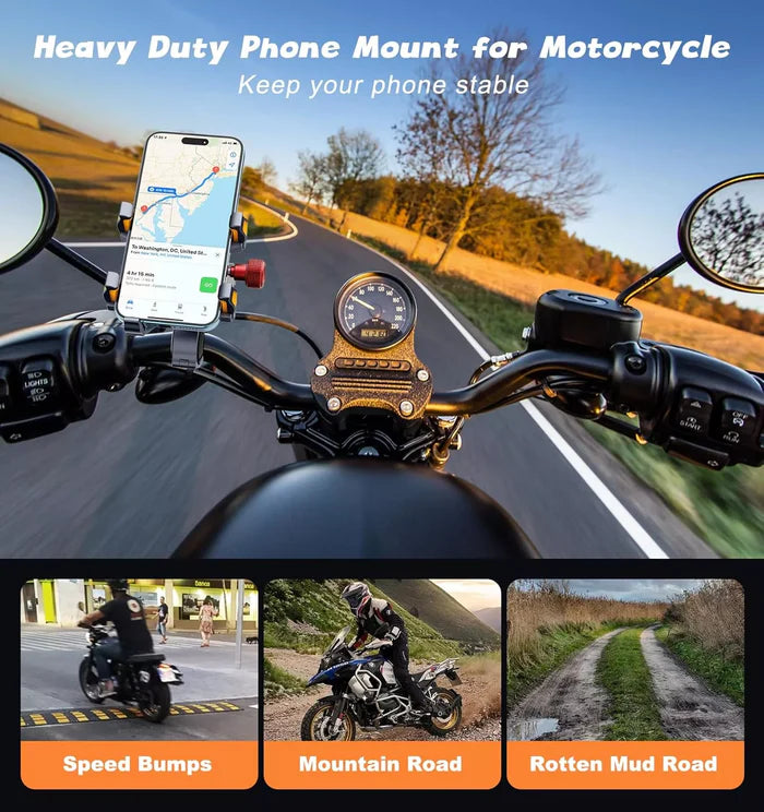2026 Aluminum Alloy Shockproof Motorcycle Phone Holder - S02