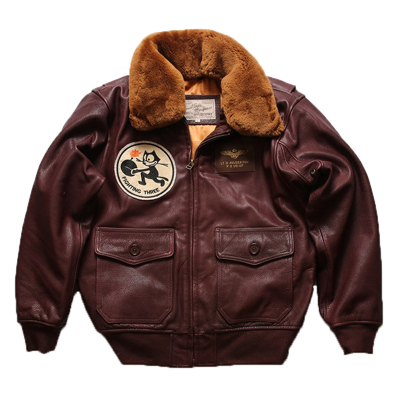 Men's sea and air pilot leather jacket-J03