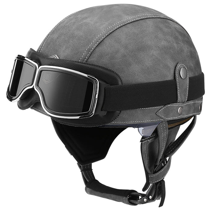 DOT Retro German Style Half Helmet-Gray-H05