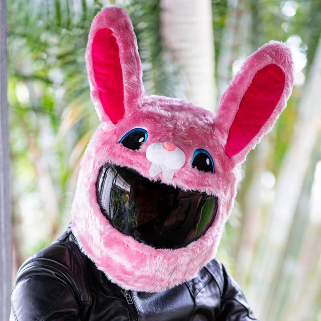 Motorcycle Helmet Cover - Pink Bunny