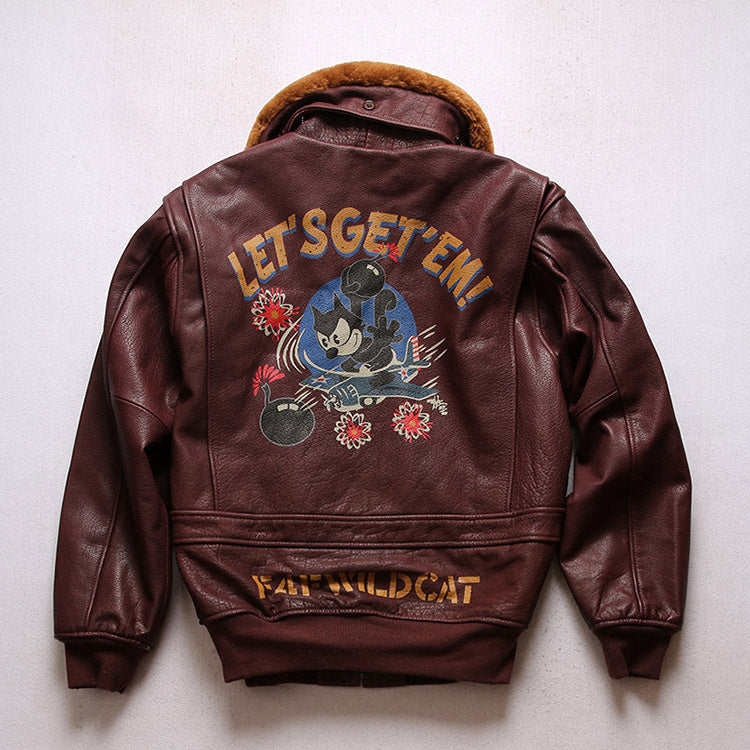 American-style Felix G1 Genuine Leather Flight Jacket-J50