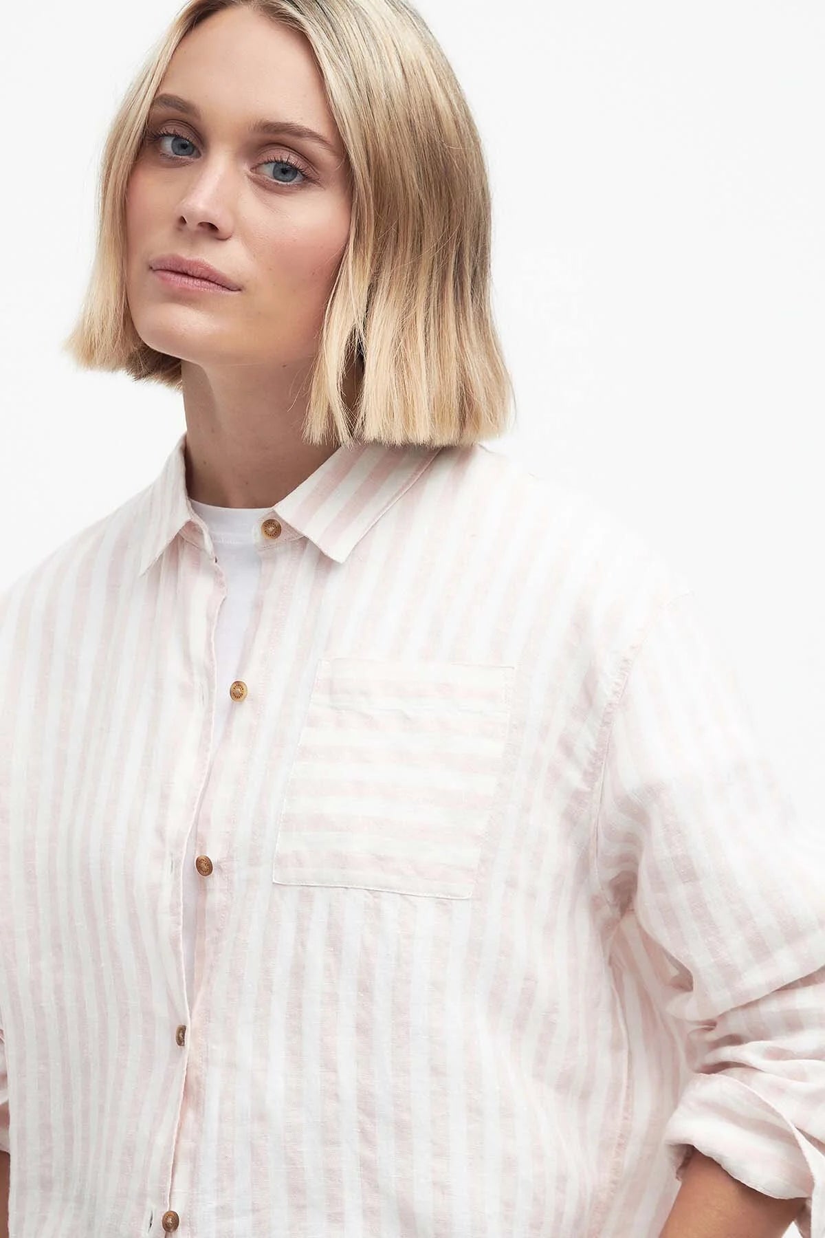 Annie Striped Linen Shirt - PRIMROSE PINK