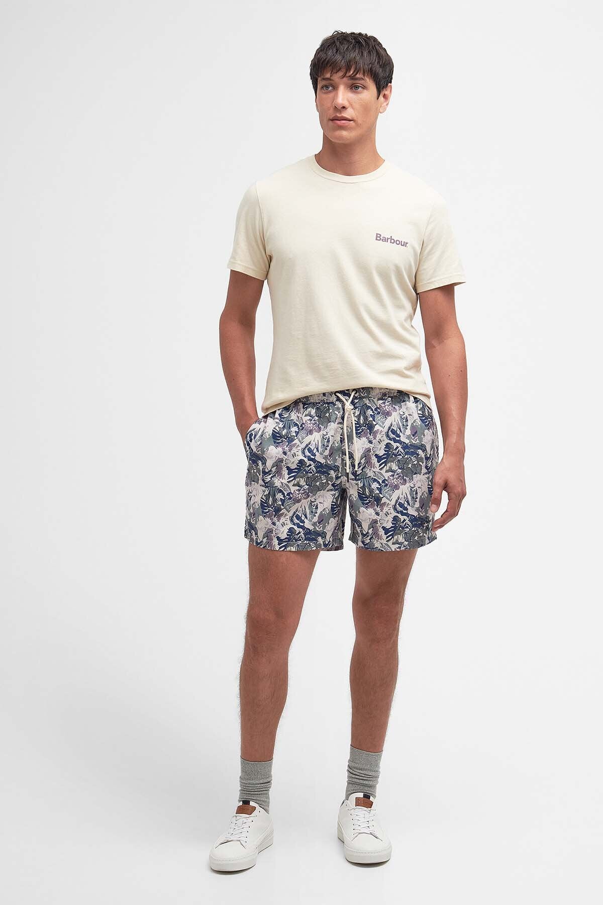 Hindle Palm-Leaf Swim Shorts - OLIVE