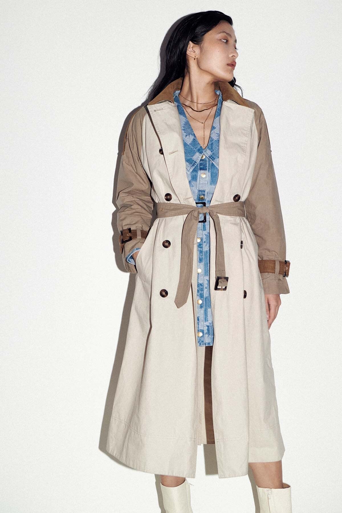 Ingleby Showerproof Trench Coat - OATMEAL/SUMMER NAVY