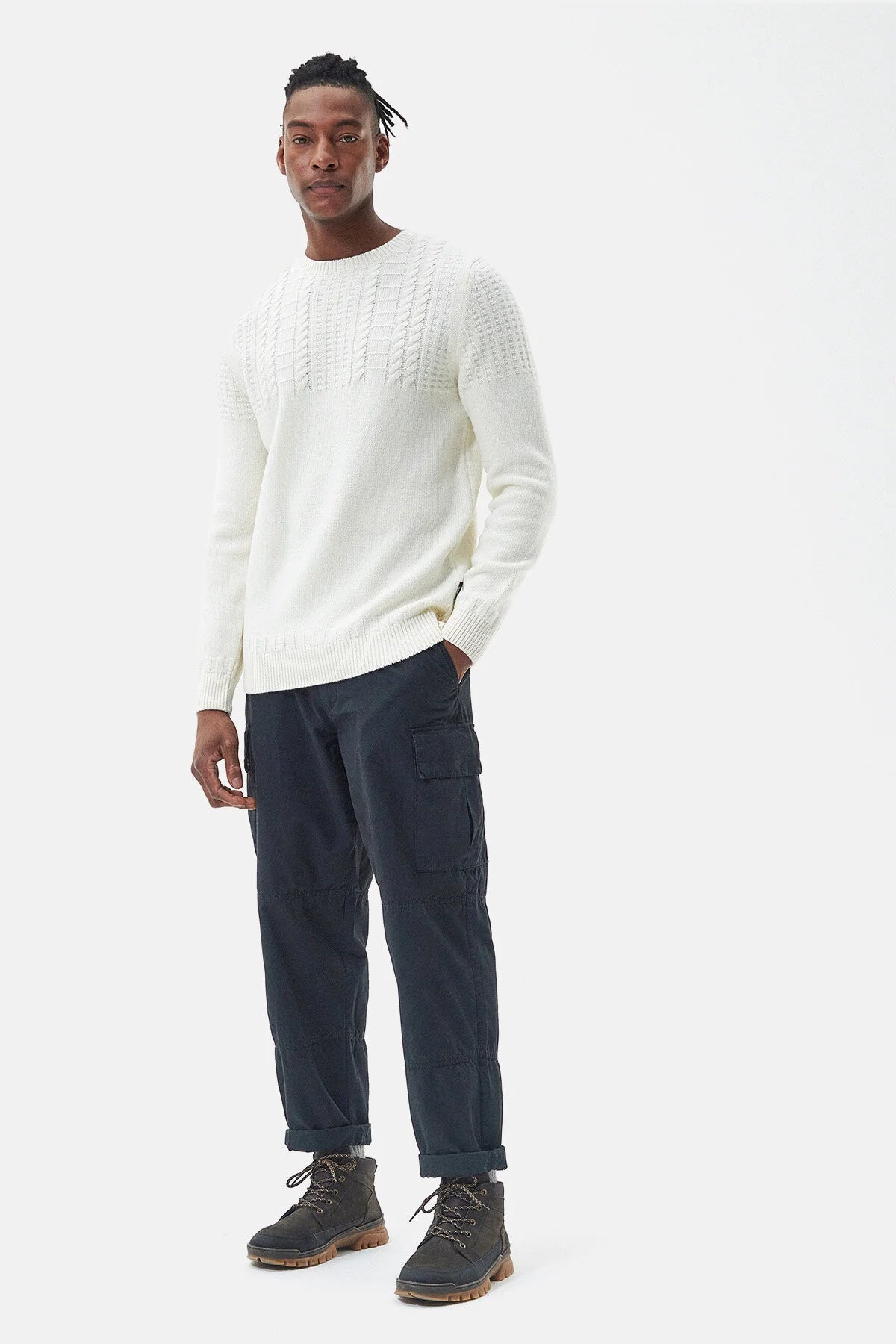 Foremast Knitted Crew Neck Jumper - WHISPER WHITE
