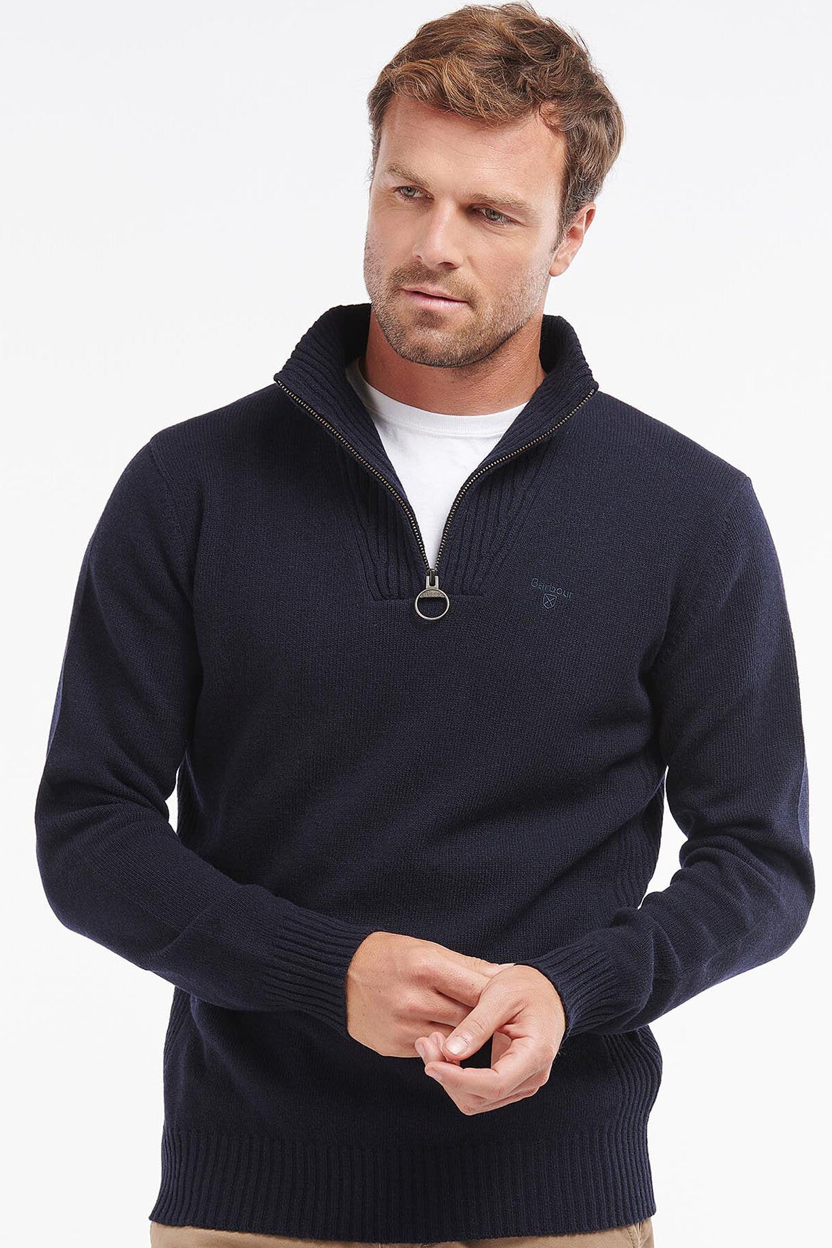L/Wool Half Zip - NAVY