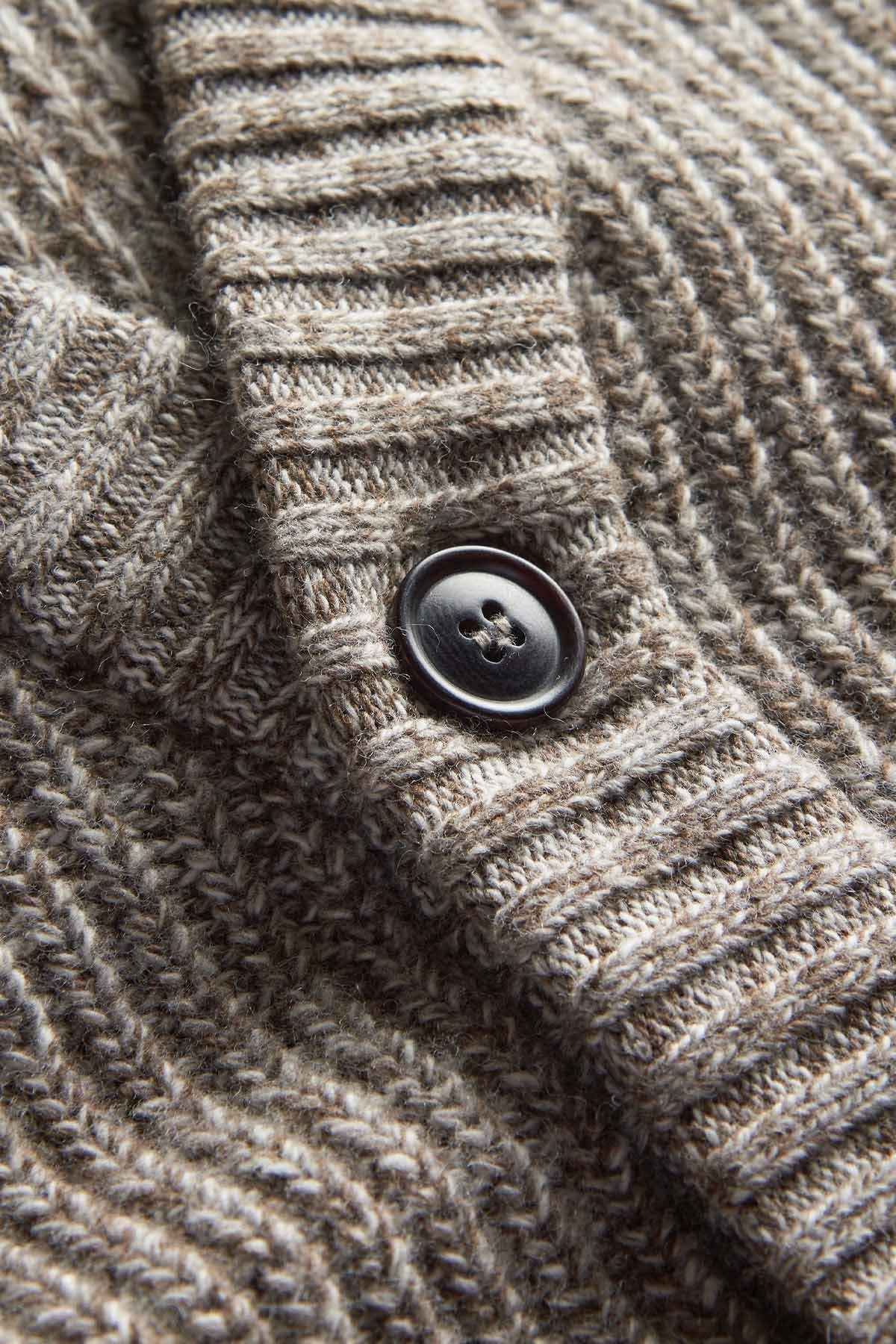 Sid Knitted Cardigan - STONE MARL