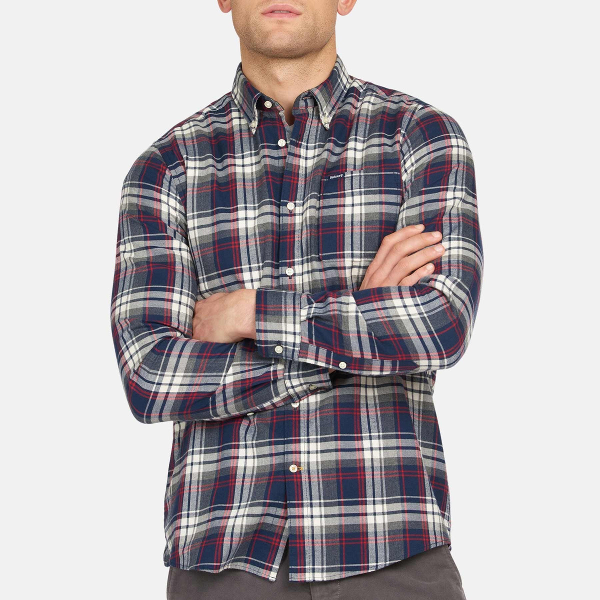 Cotton Shirt with breast pocket - NAVY