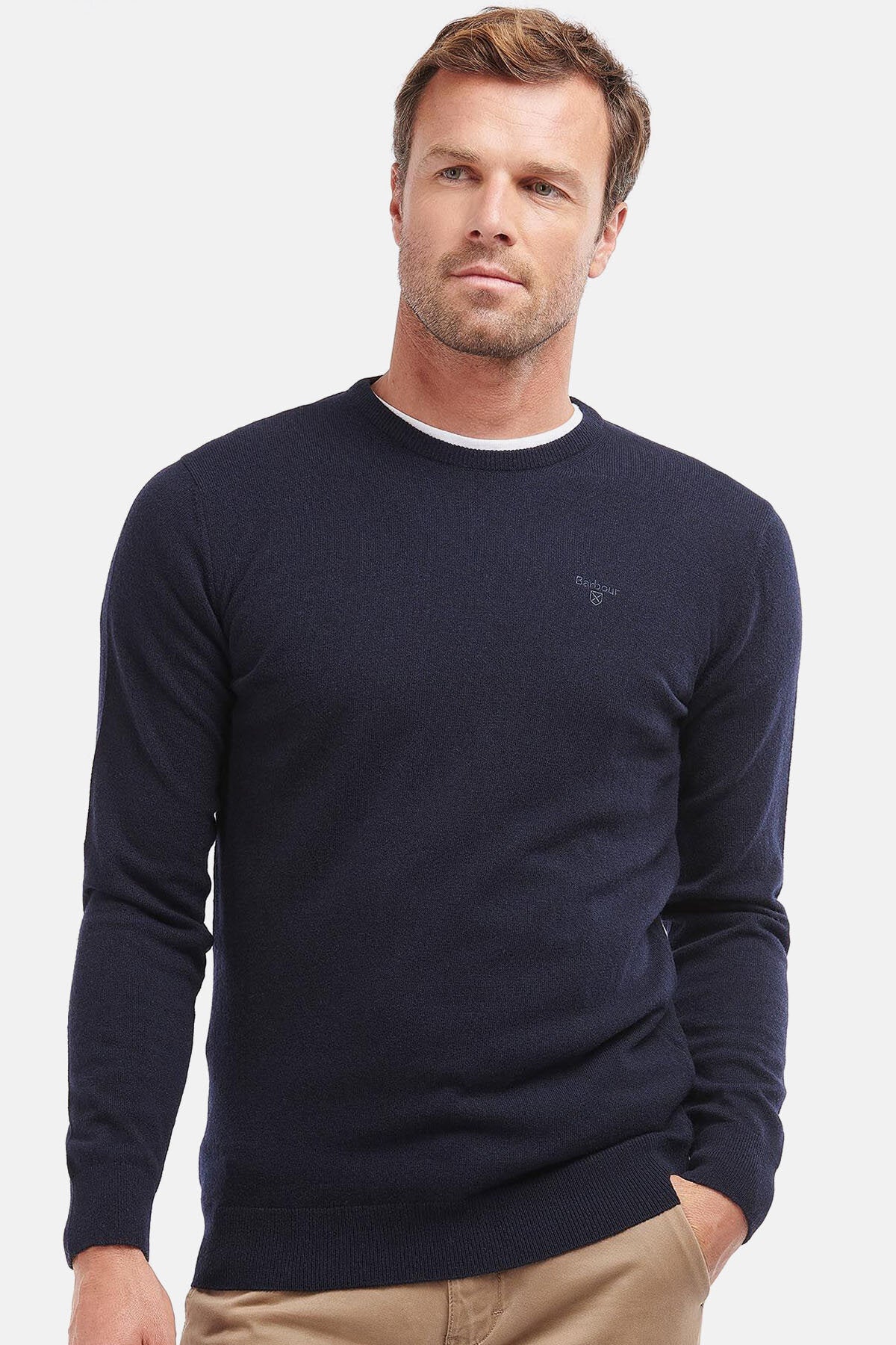 Crew Neck Wool Sweater - NAVY