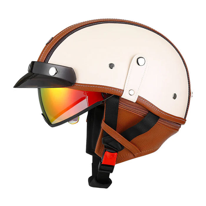 Retro open-back leather motorcycle helmet visor – H43