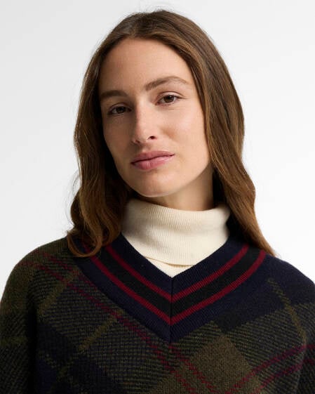 Shae V-Neck Tartan Wool Jumper