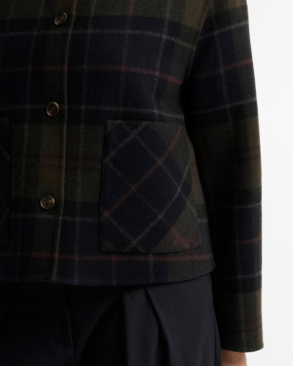 Marlow Tartan Wool Collarless Jacket