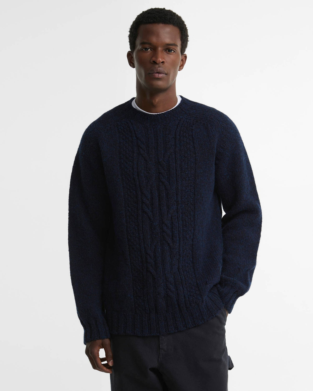 Made in Scotland Natural Yarn Cable-Knit Jumper