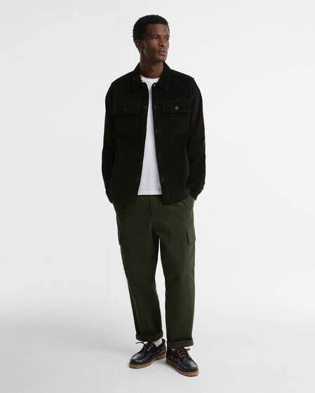 Tartan Trimmed Cord Overshirt