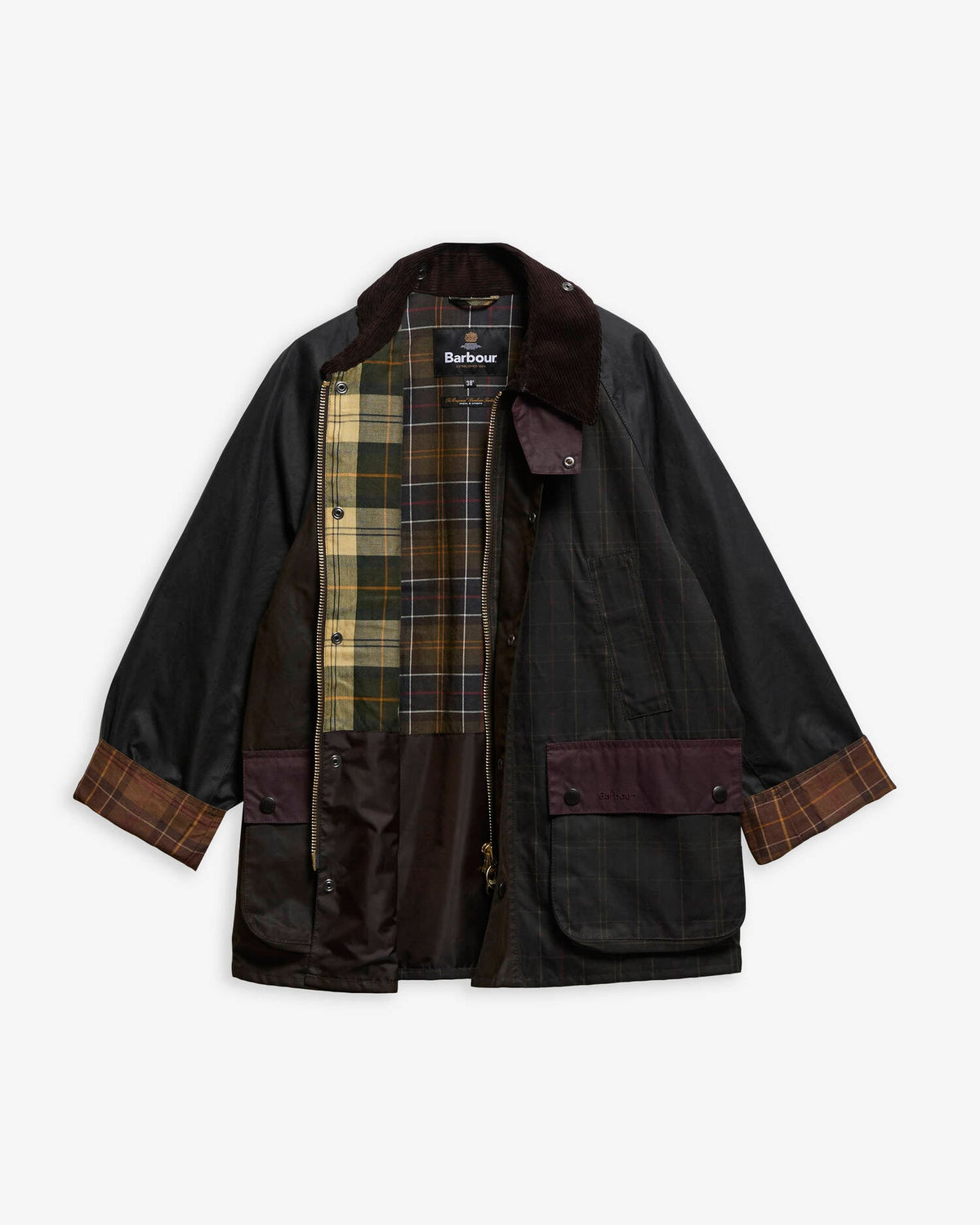 Patchwork Oversized Bedale Waxed Jacket