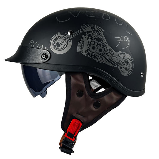 Retro-style cruiser motorcycle half helmet-H40