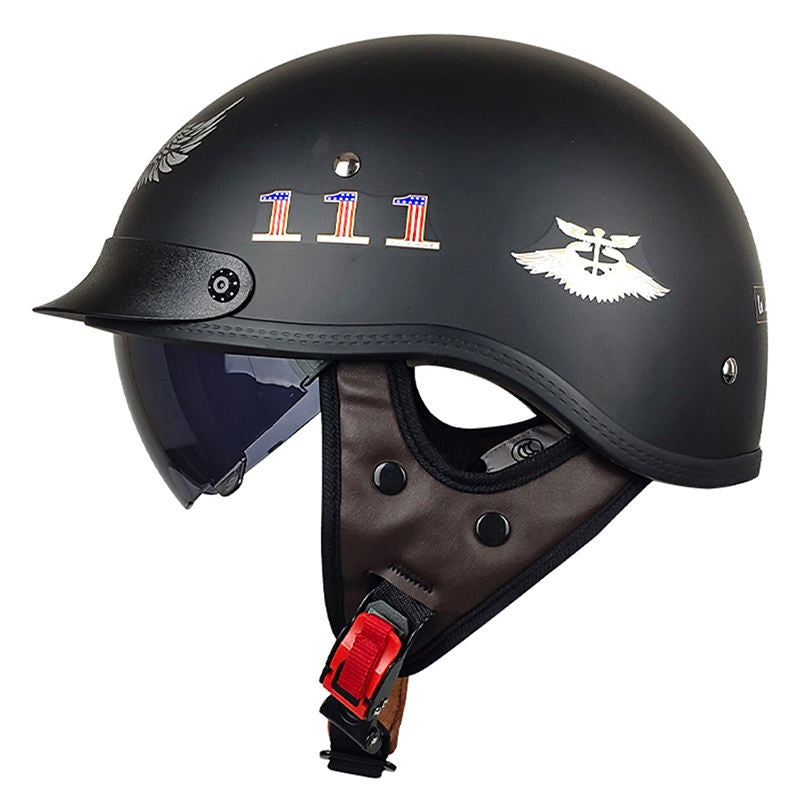 Retro-style cruiser motorcycle half helmet-H40