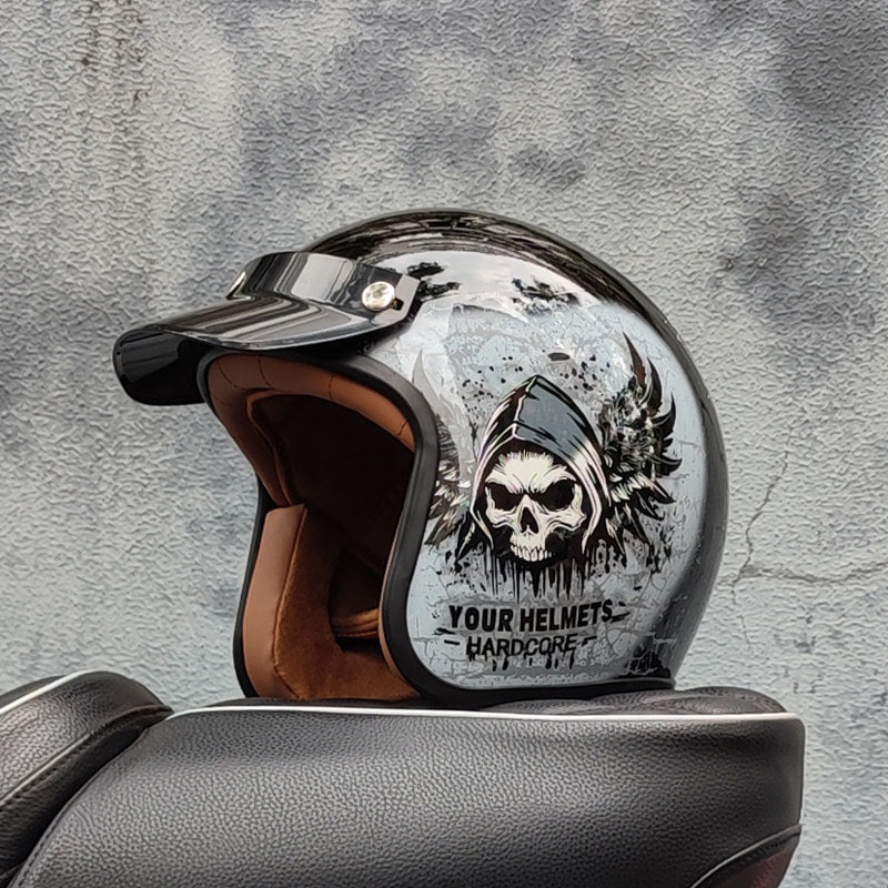 Retro motorcycle open helmet-H26