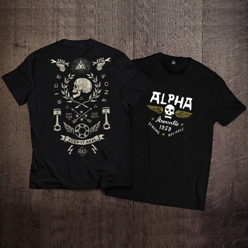 Men's Pure Cotton Vintage Biker Graphic T-Shirt - T02