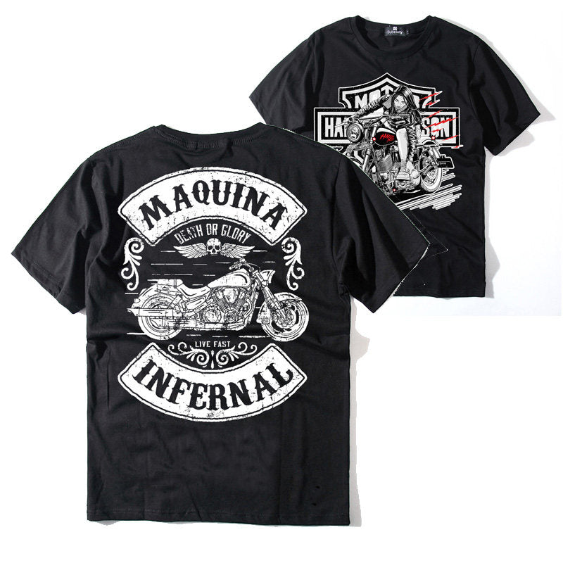Men's Pure Cotton Vintage Biker Graphic T-Shirt - T01