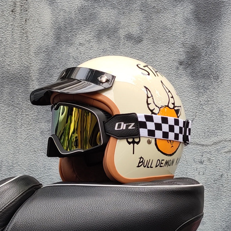 Retro motorcycle open helmet-H26