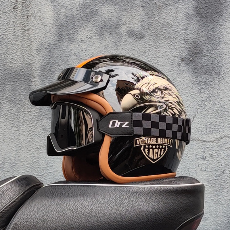Retro motorcycle open helmet-H26