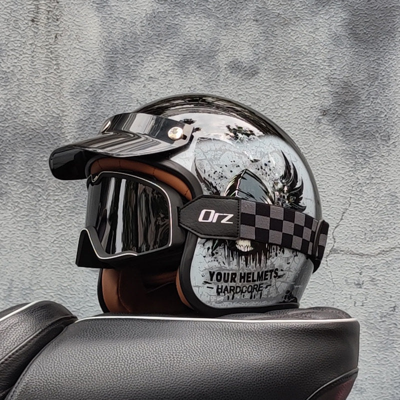 Retro motorcycle open helmet-H26