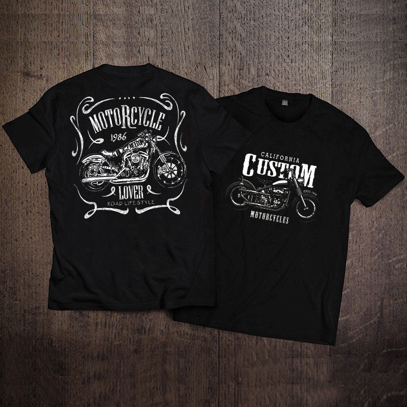 Men's Pure Cotton Vintage Biker Graphic T-Shirt - T03
