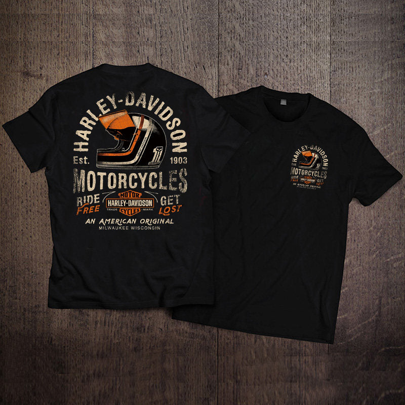 Men's Pure Cotton Vintage Biker Graphic T-Shirt - T03