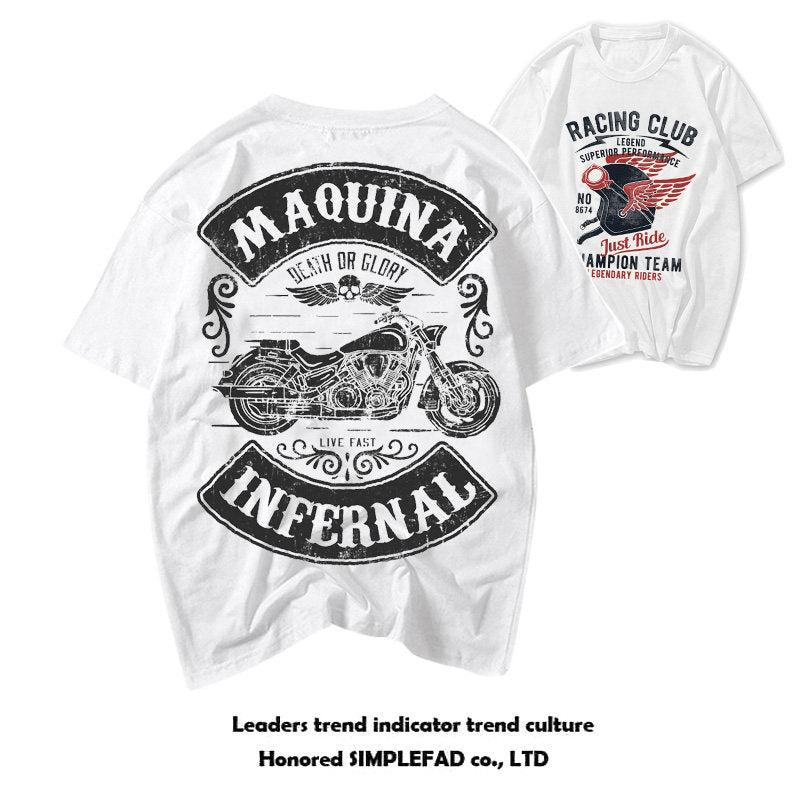 Men's Pure Cotton Vintage Biker Graphic T-Shirt - T01