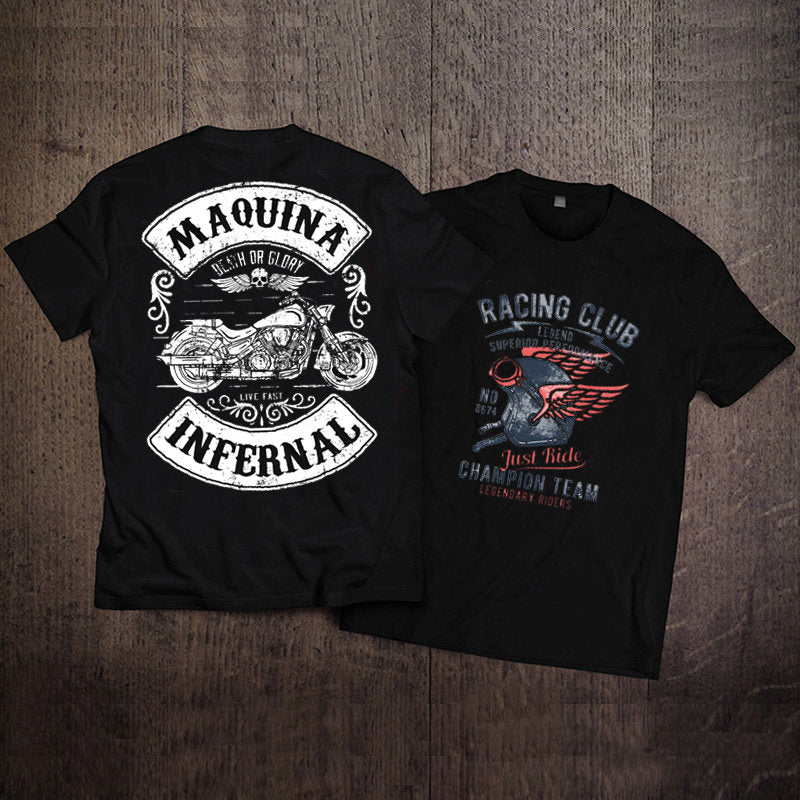 Men's Pure Cotton Vintage Biker Graphic T-Shirt - T01