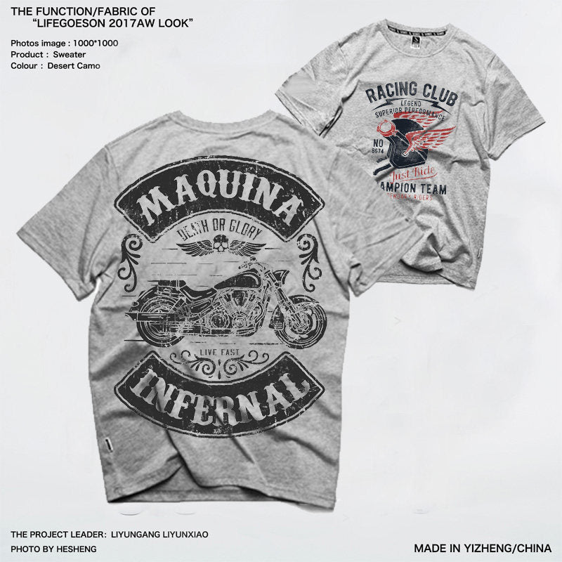 Men's Pure Cotton Vintage Biker Graphic T-Shirt - T01