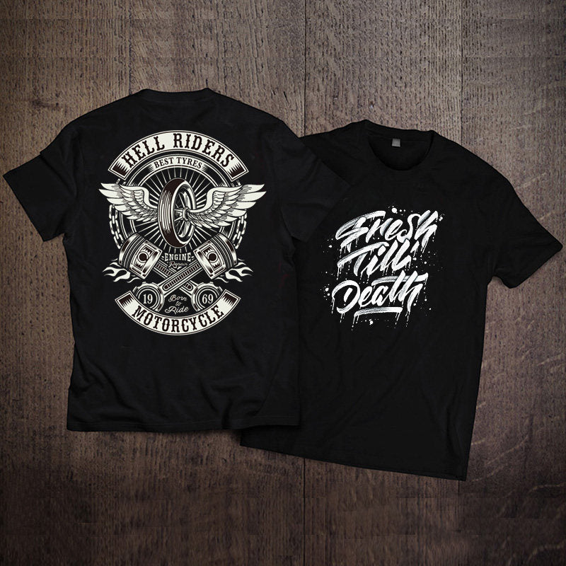Men's Pure Cotton Vintage Biker Graphic T-Shirt - T01