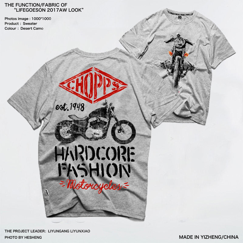 Men's Pure Cotton Vintage Biker Graphic T-Shirt - T01