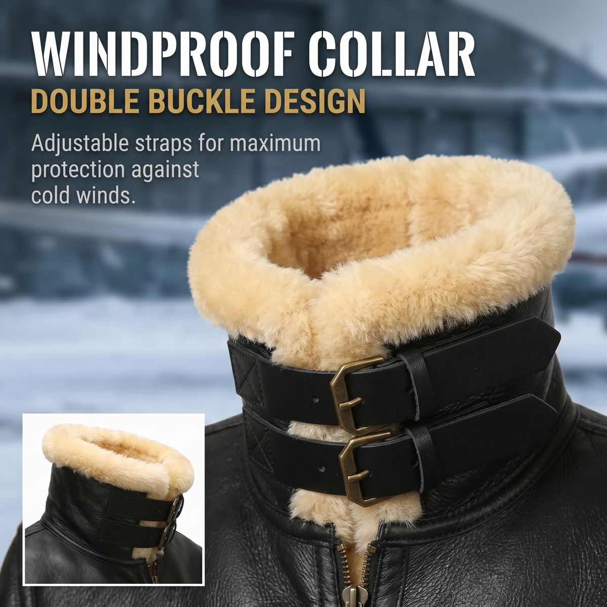 Genuine Sheepskin Bomber Jacket Military Fur-J04