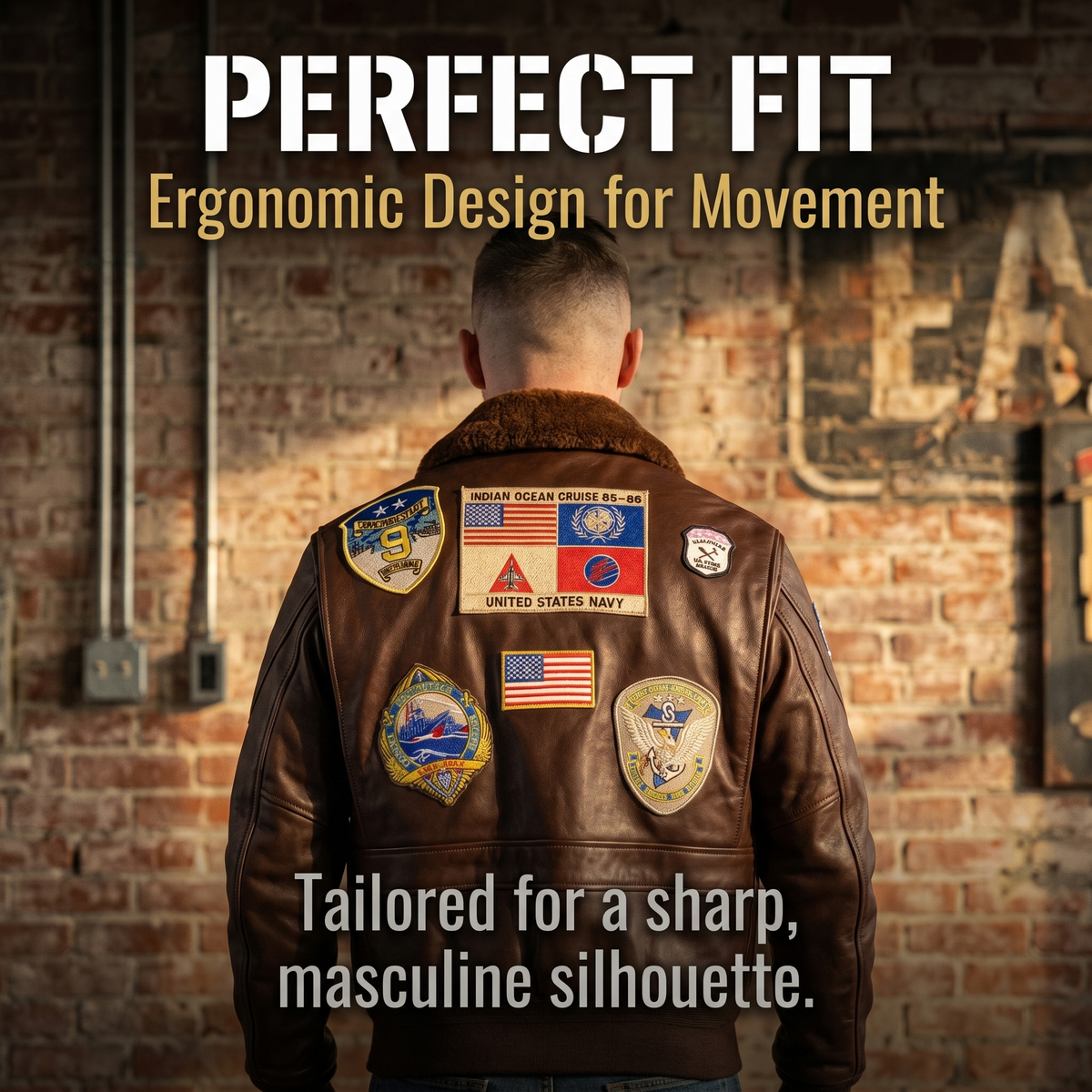 TOP-FUN Leather Bomber Jacket-J10