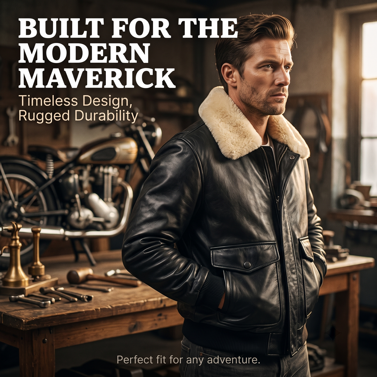 Genuine leather flight suit jacket-J51
