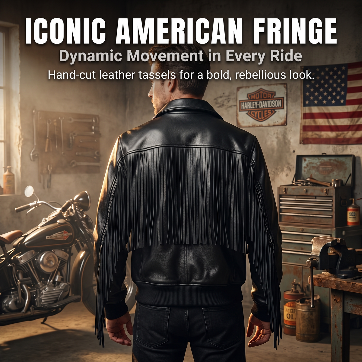 Harley Davidson Tassel Leather Jacket-J59