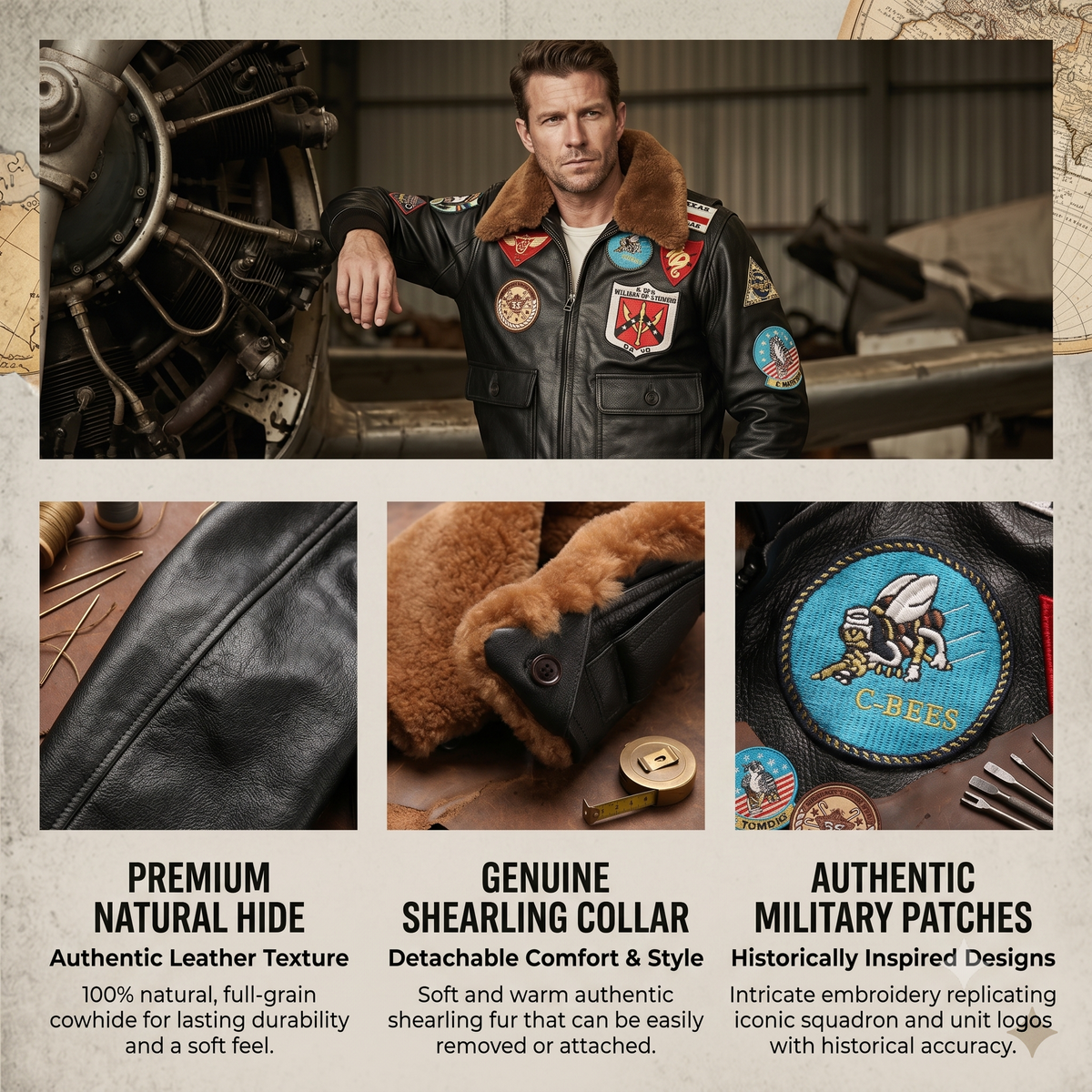American G1 Multi-Standard Leather Flight Suit Jacket-J09