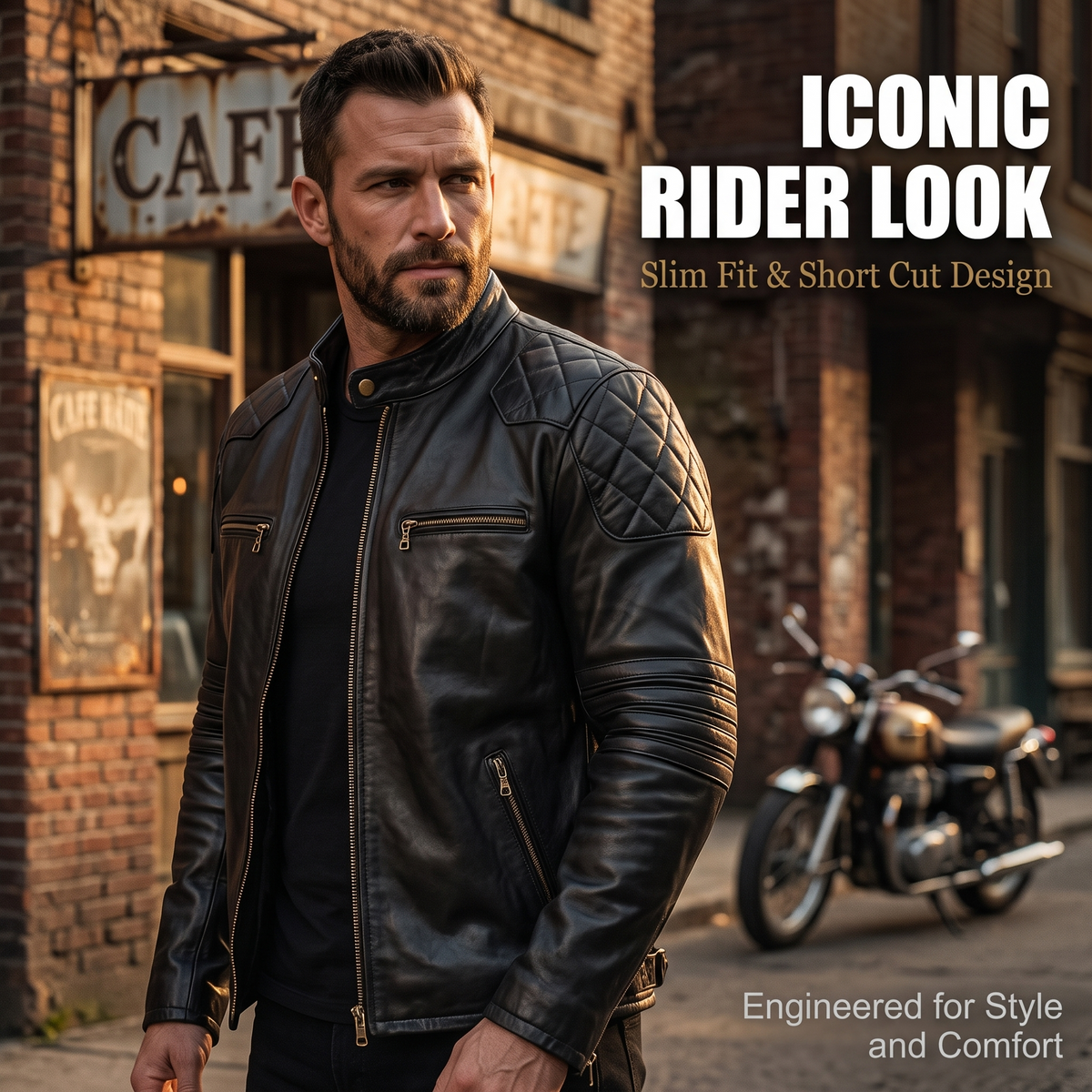 Beckham same leather jacket-J08