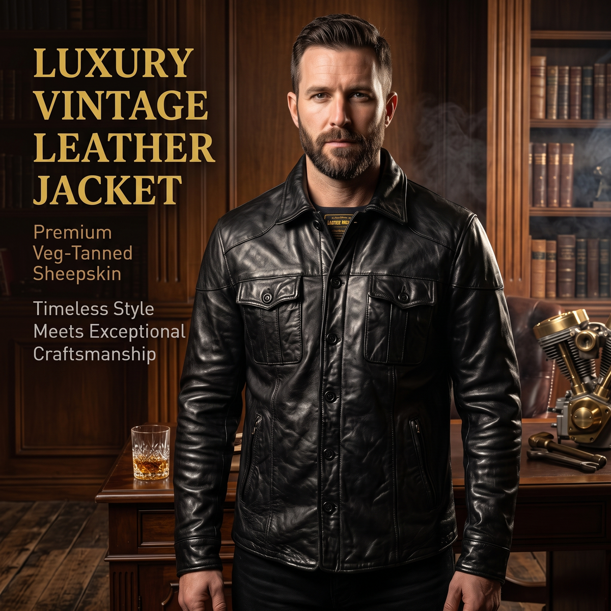 Luxury Vintage Casual Genuine Leather Jacket - J25