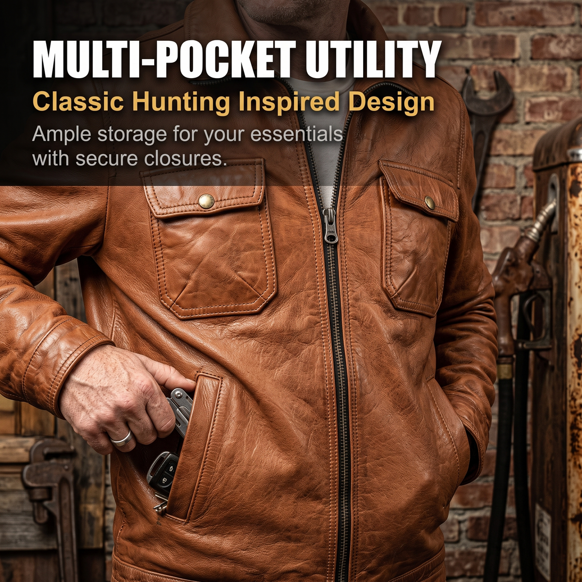 American style casual genuine goatskin leather jacket-J19