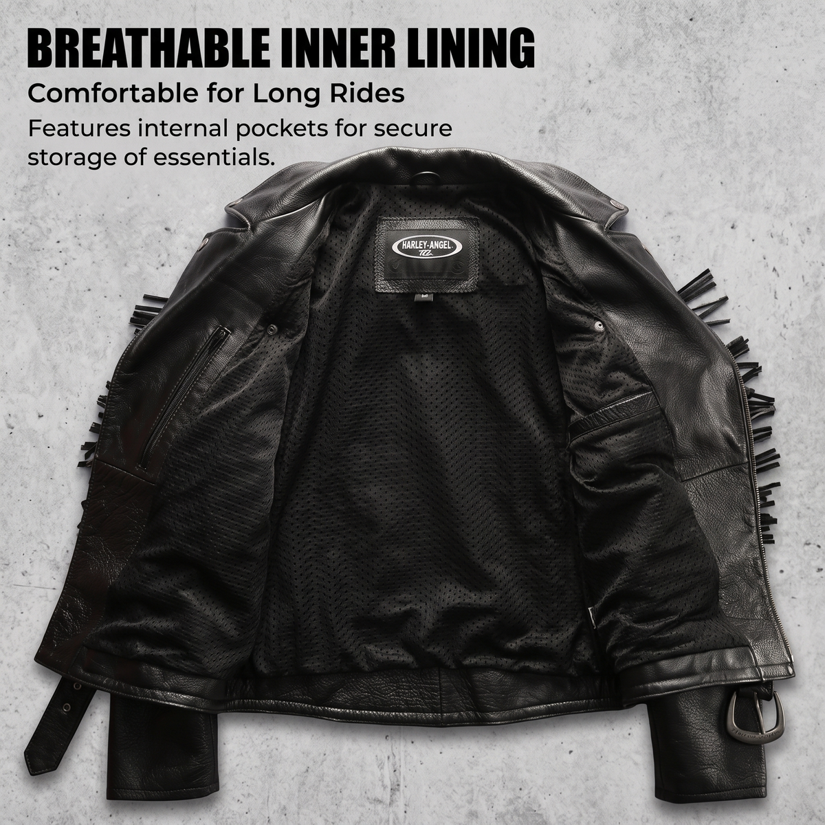 HARLEY ANGEL Harley Angel tassel cowhide leather jacket-J17