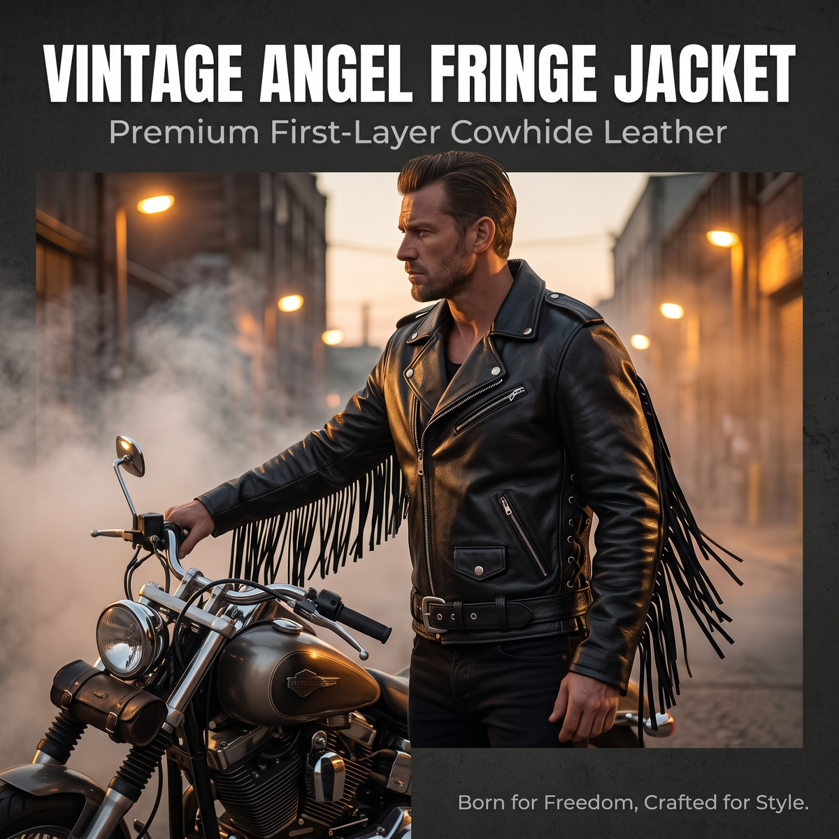 HARLEY ANGEL Harley Angel tassel cowhide leather jacket-J17