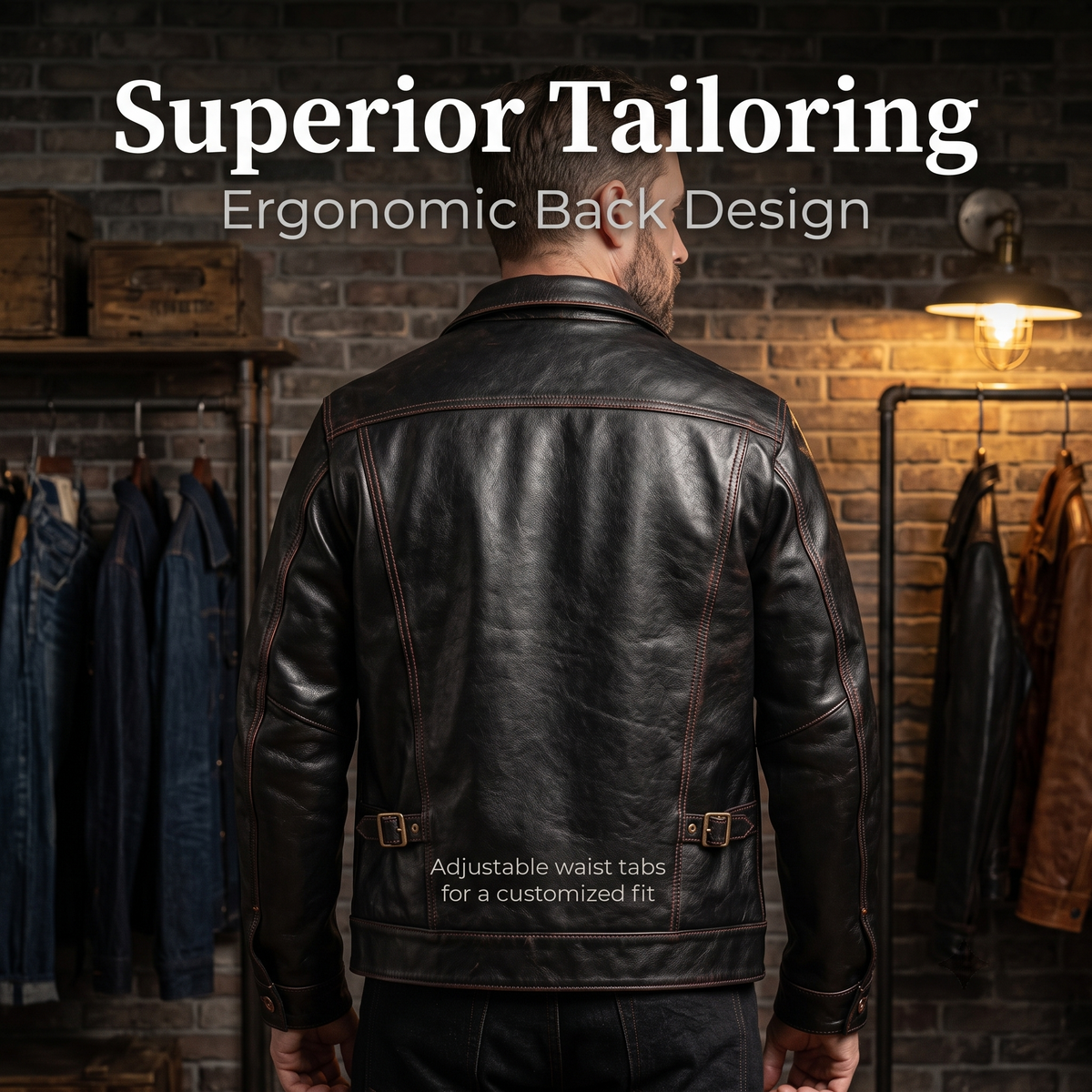 Japanese retro casual leather jacket-J05