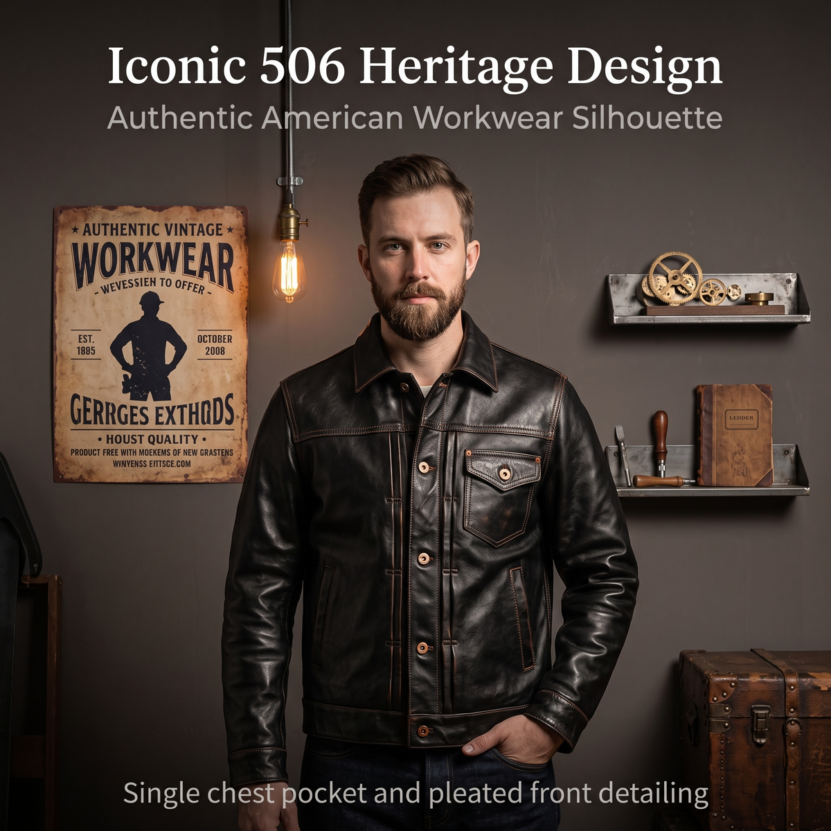 Japanese retro casual leather jacket-J05