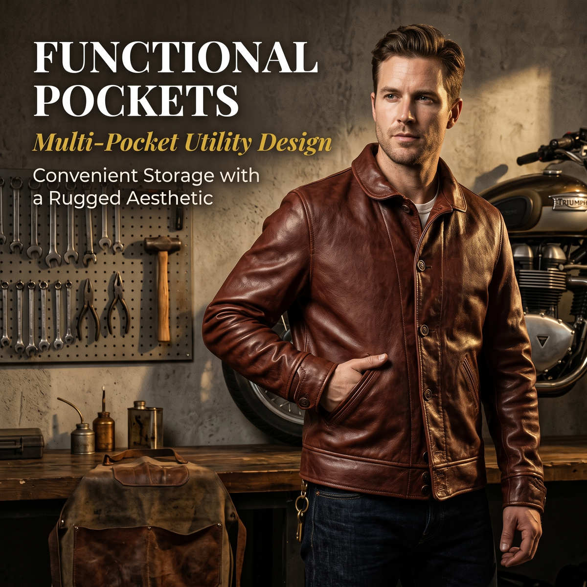 Einstein same style leather jacket genuine leather-J22