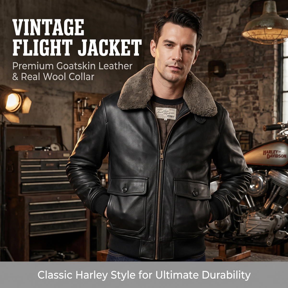 Air flight suit thick goatskin jacket-J14